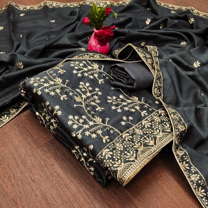 Ds By Designer Suit Vichitra Silk Dress Material Wholesale Market in Surat With Price
